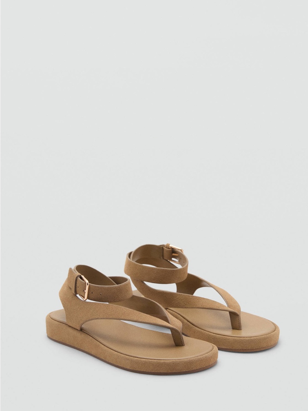 Mango Split Leather Sandals with Buckle